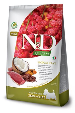 Farmina N&amp;D Quinoa Skin &amp; Coat Duck Coconut Turmeric Adult Mini Grain Free 5.5#