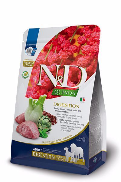Farmina N&amp;D Quinoa Digestion Lamb Adult Med &amp; Max Grain Free 5.5#