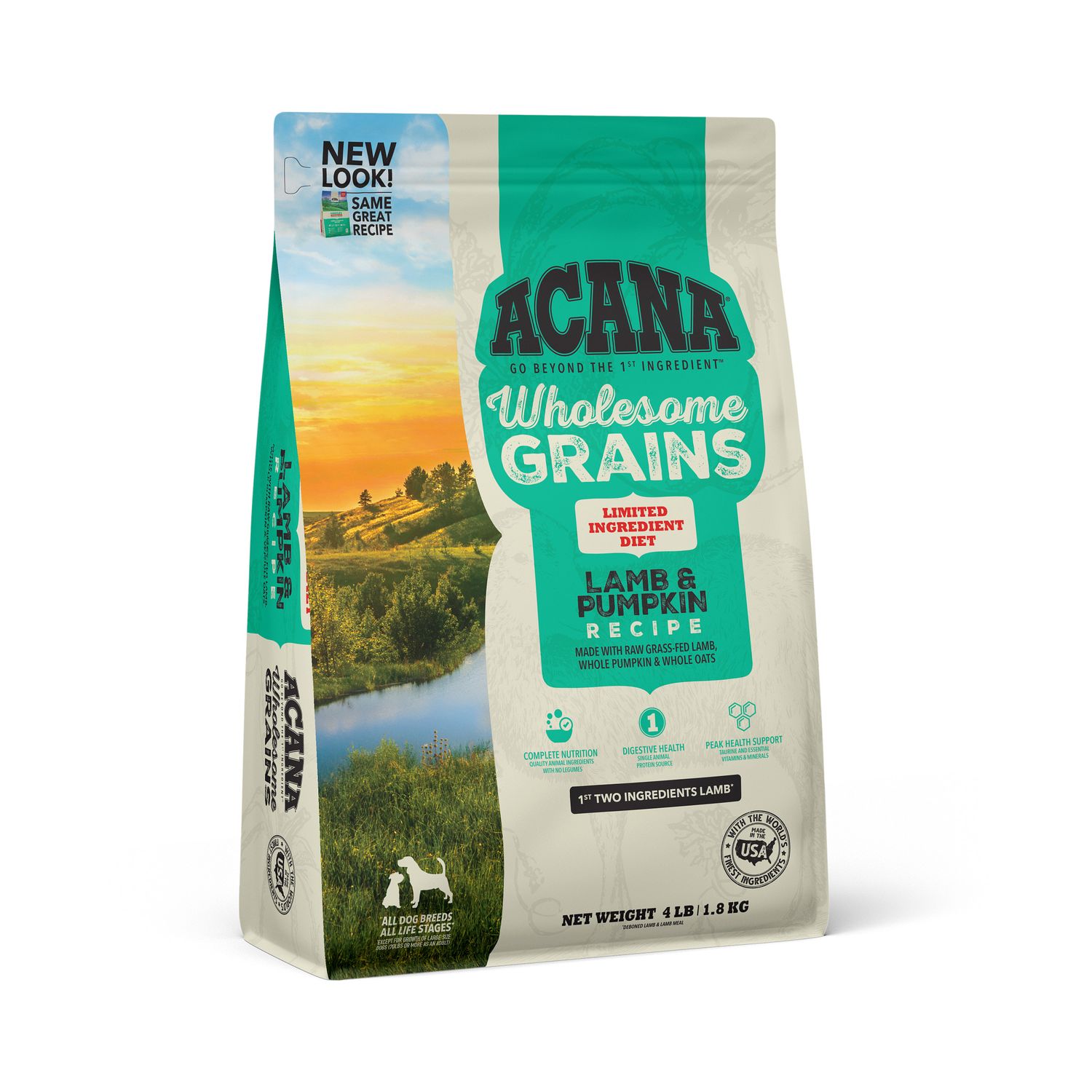 Acana Wholesome Grains Lamb &amp; Pumpkin Recipe Dry Dog Food 4#