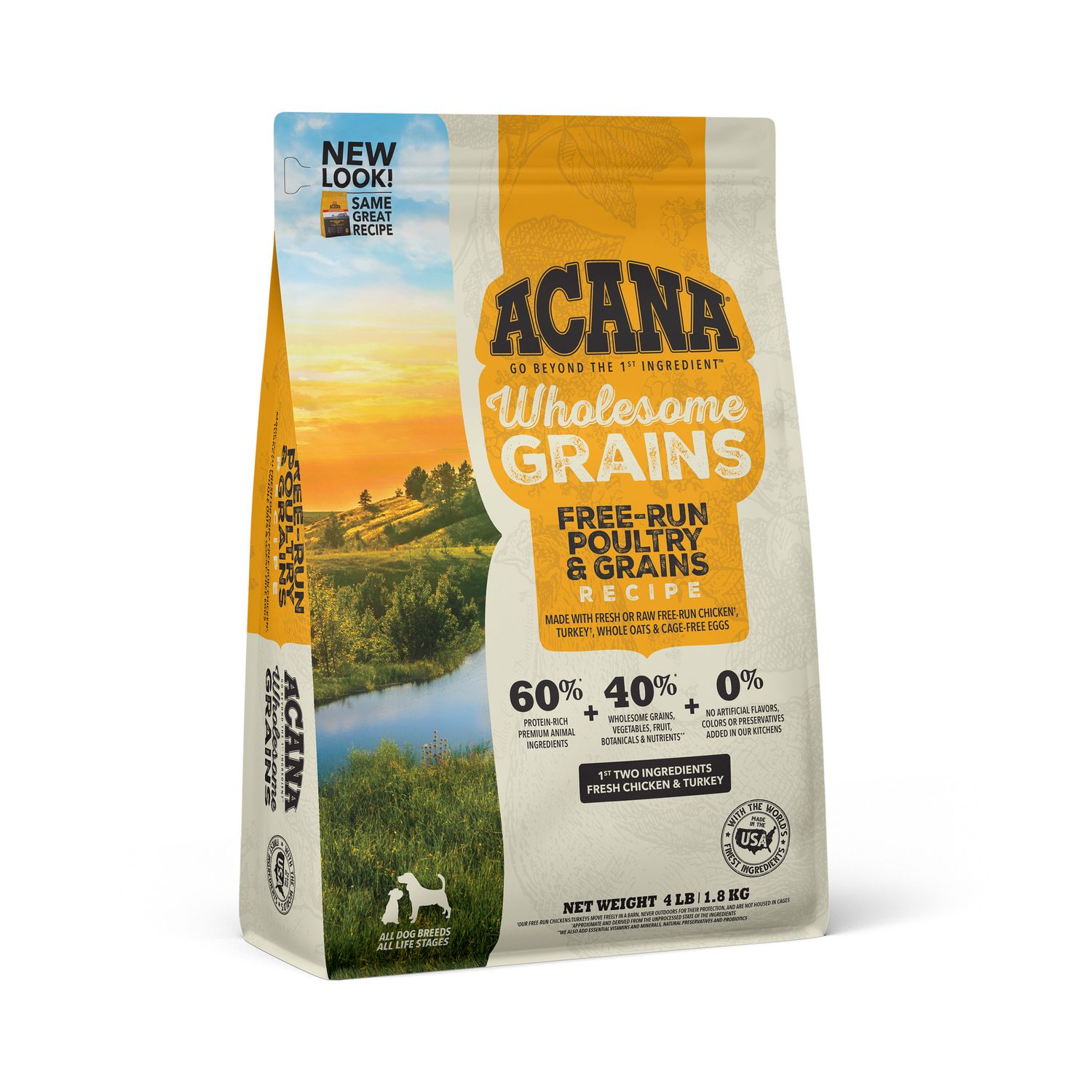 Acana Wholesome Grains Poultry &amp; Grains Recipe Dry Dog Food 4#