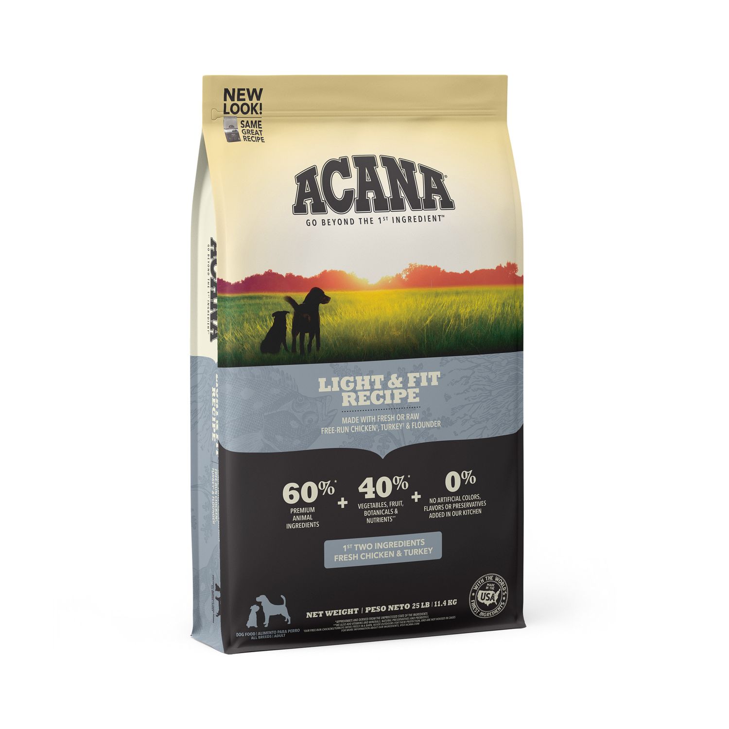 Acana Grain Free Light &amp; Fit Recipe Dry Dog Food 25#