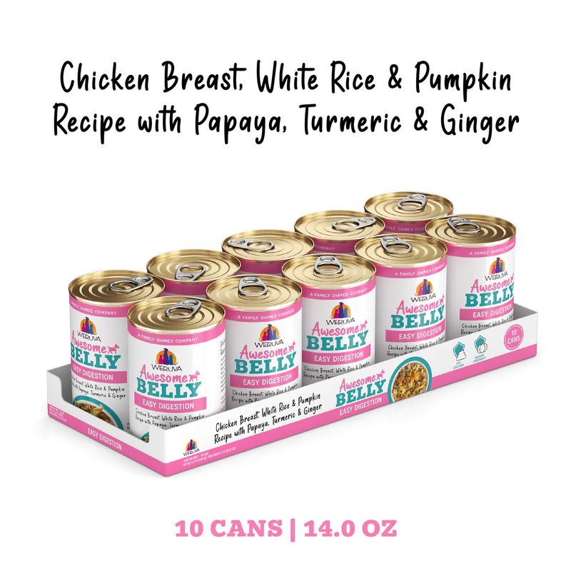 Weruva 14 oz (CASE of 10) Awesome Belly Chicken Papaya Turmeric &amp; Ginger