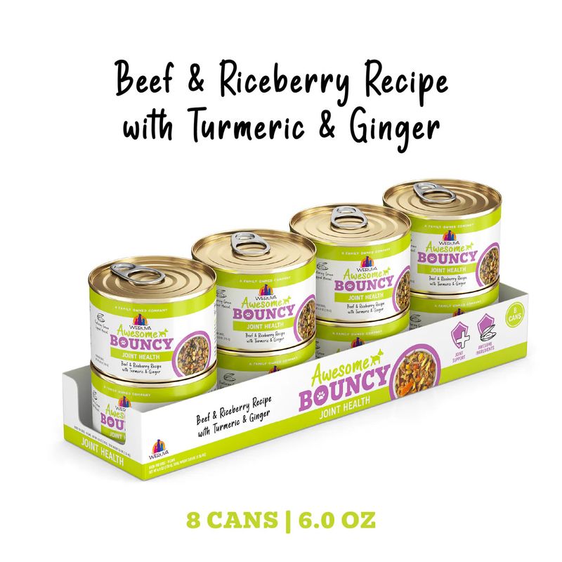Weruva 6 oz (CASE of 8) Awesome Bouncy Joint Health Beef &amp; Rice