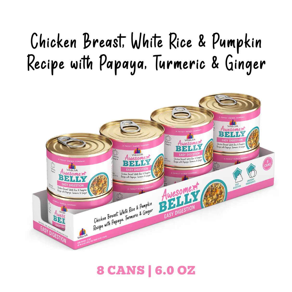 Weruva 6 oz (CASE of 8) Awesome Belly Chicken, Rice, Pumpkin