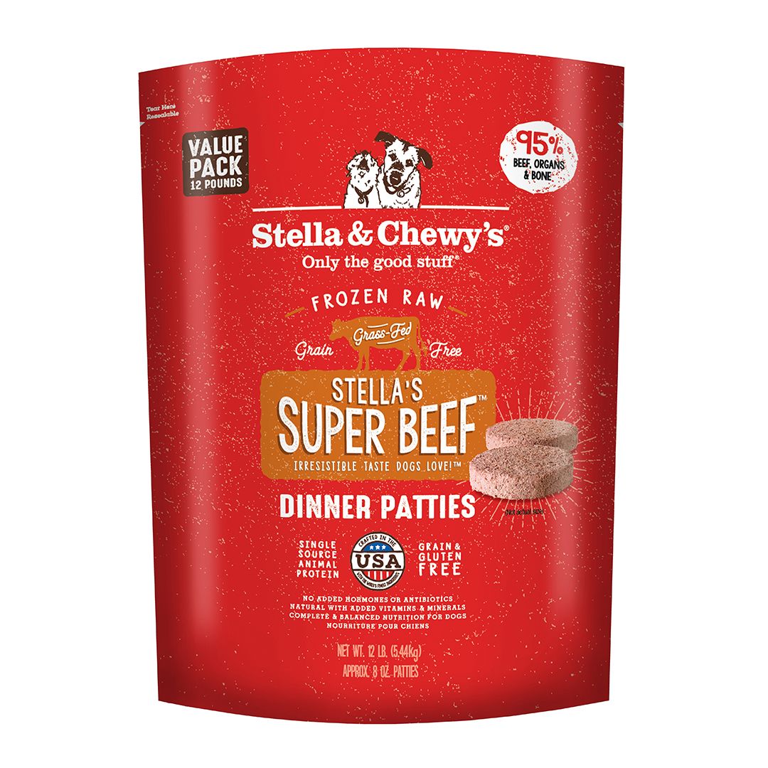 Stella &amp; Chewy&#39;s Frozen Dinner Patties 12#, Color: Beef, Size: 12#