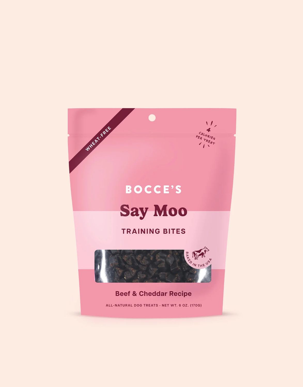 Bocce&#39;s Bakery Training Treats, Flavor: Say Moo, Size: 6 oz.