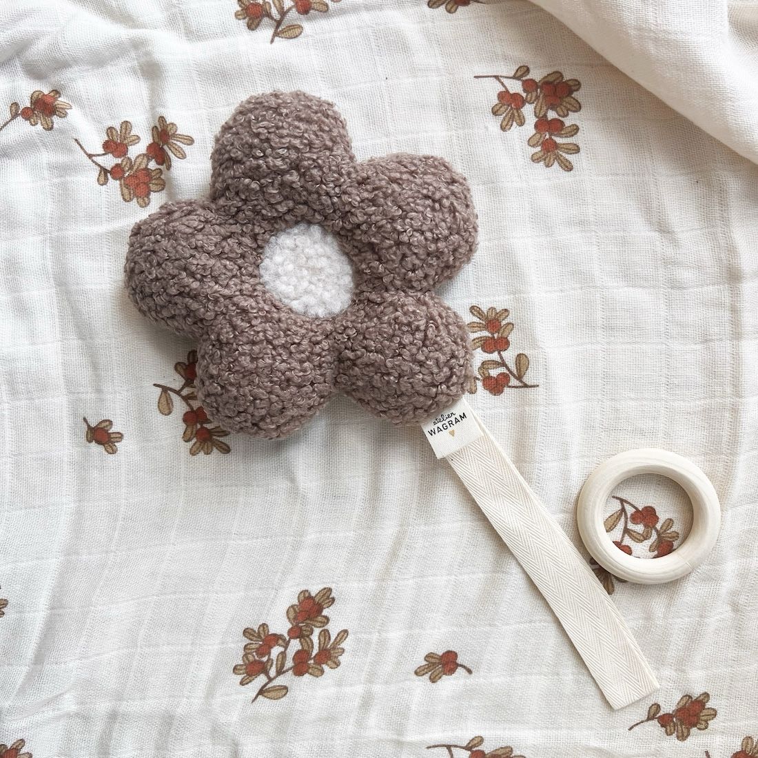 Attache fleur moumoute - beige/écru