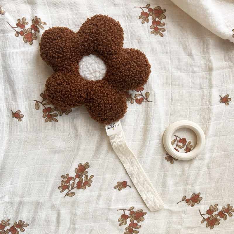 Attache fleur moumoute - marron/écru
