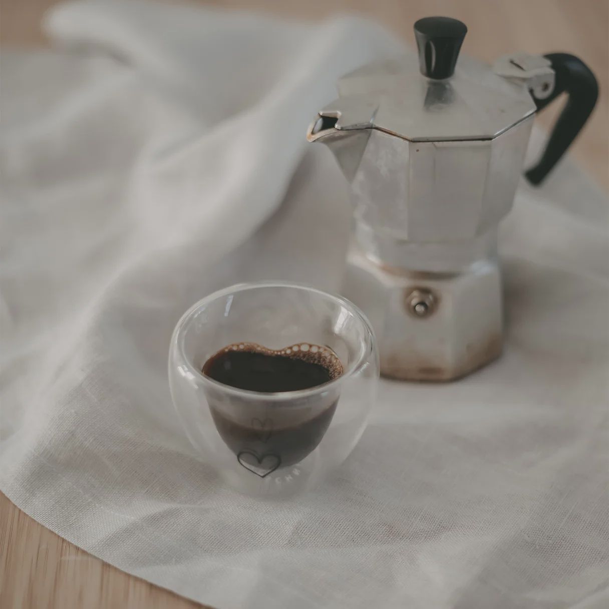 Tasse cœur en verre à double paroi 50 ml