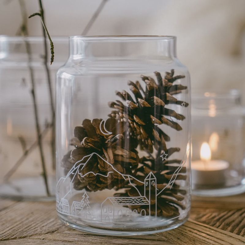 Vase en verre - paysage de neige