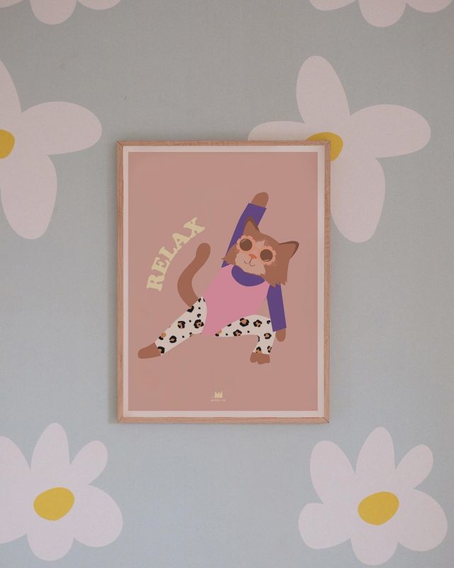 Affiche A3 déco enfant - Chat Aérobic