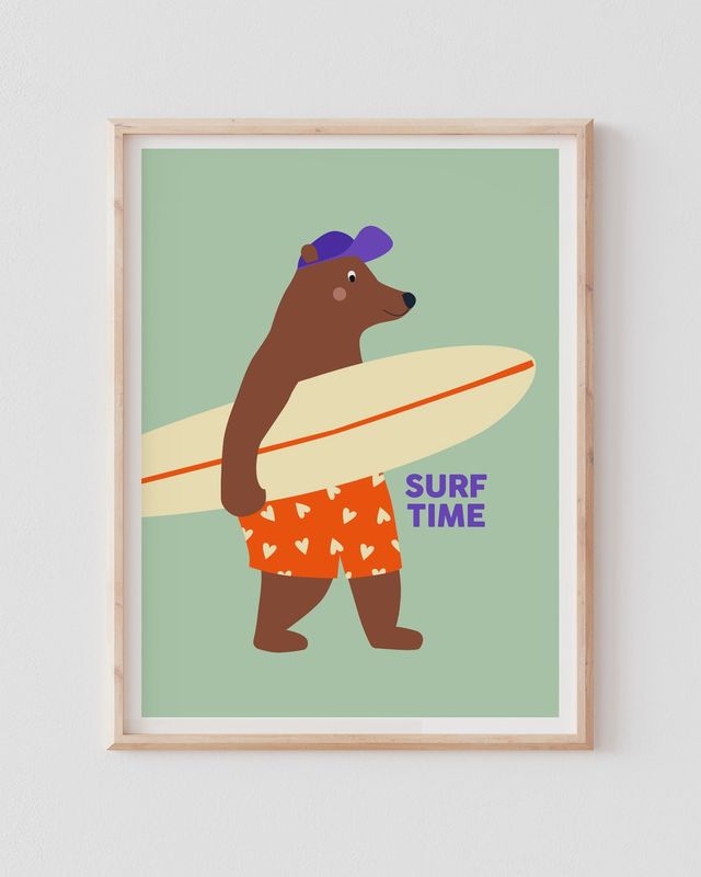Affiche A3 déco enfant - Surf Time