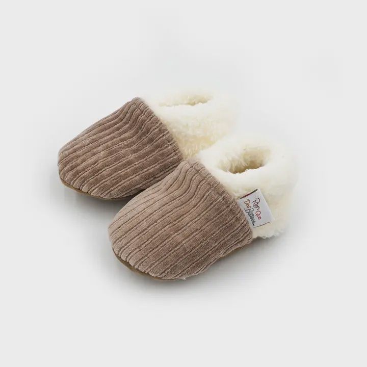 Chaussons Velours Taupe - Taille naissance