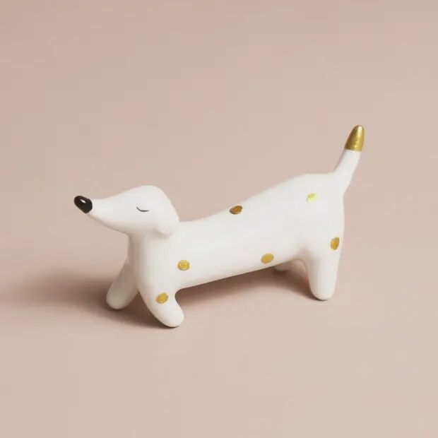 Porte-bague en céramique - Chien saucisse
