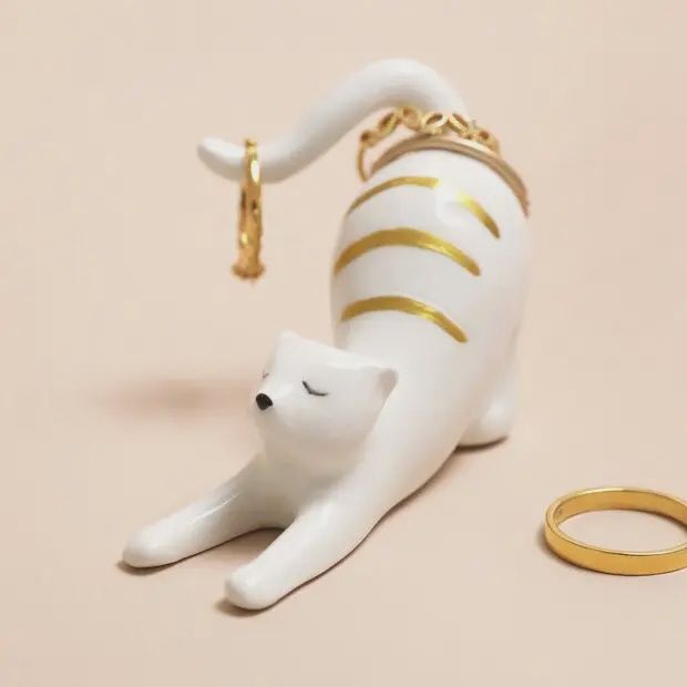 Porte-bague en céramique - Chat