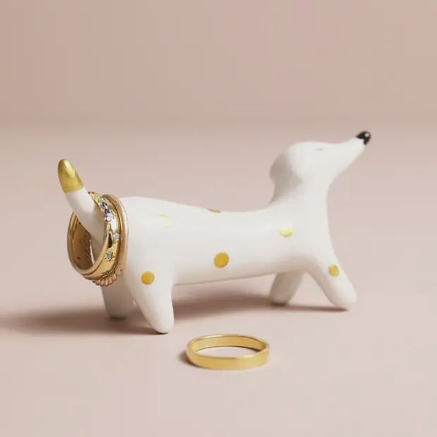 Porte-bague en céramique - Chien saucisse