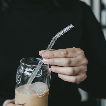 Pailles en verre - Cœur Blanc