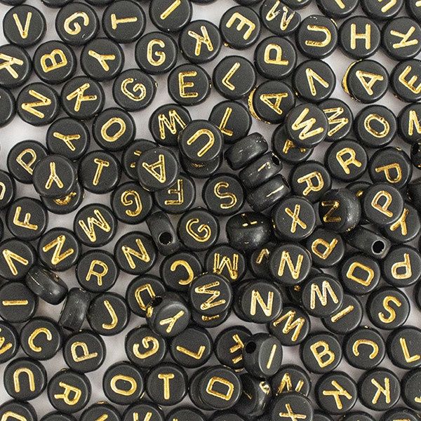 Perles lettres - Noires