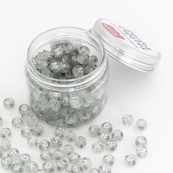 Perles lettres - paillettes argent