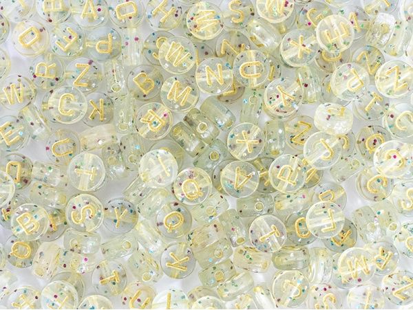 Perles lettres - paillettes or