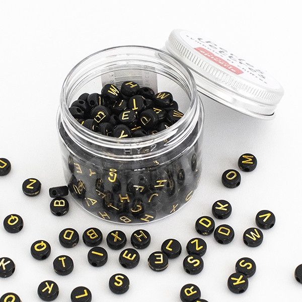 Perles lettres - Noires