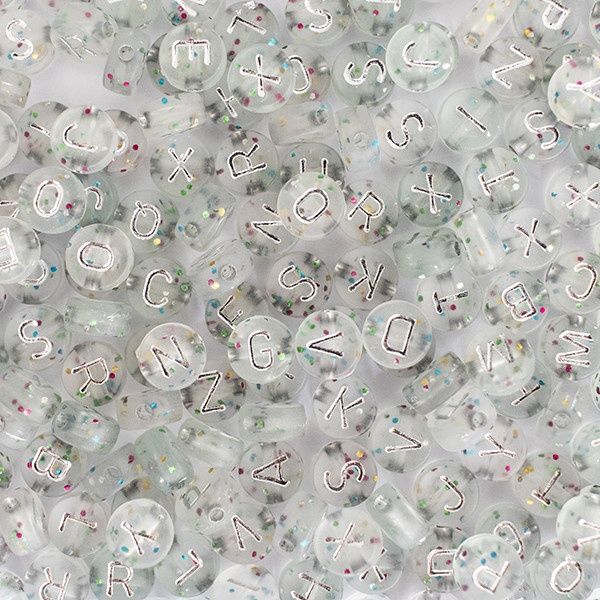 Perles lettres - paillettes argent