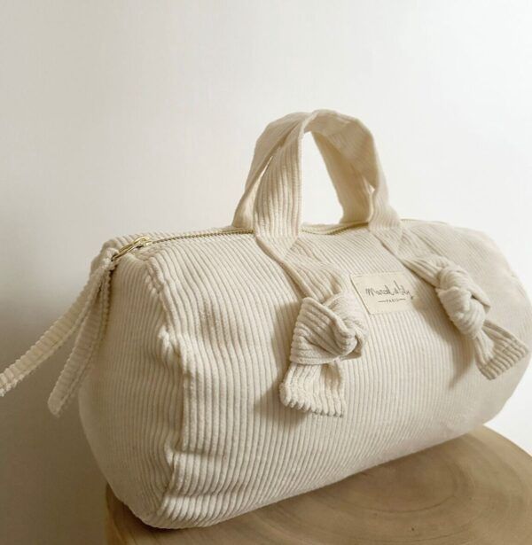 Mini sac polochon XXS en velours - Écru