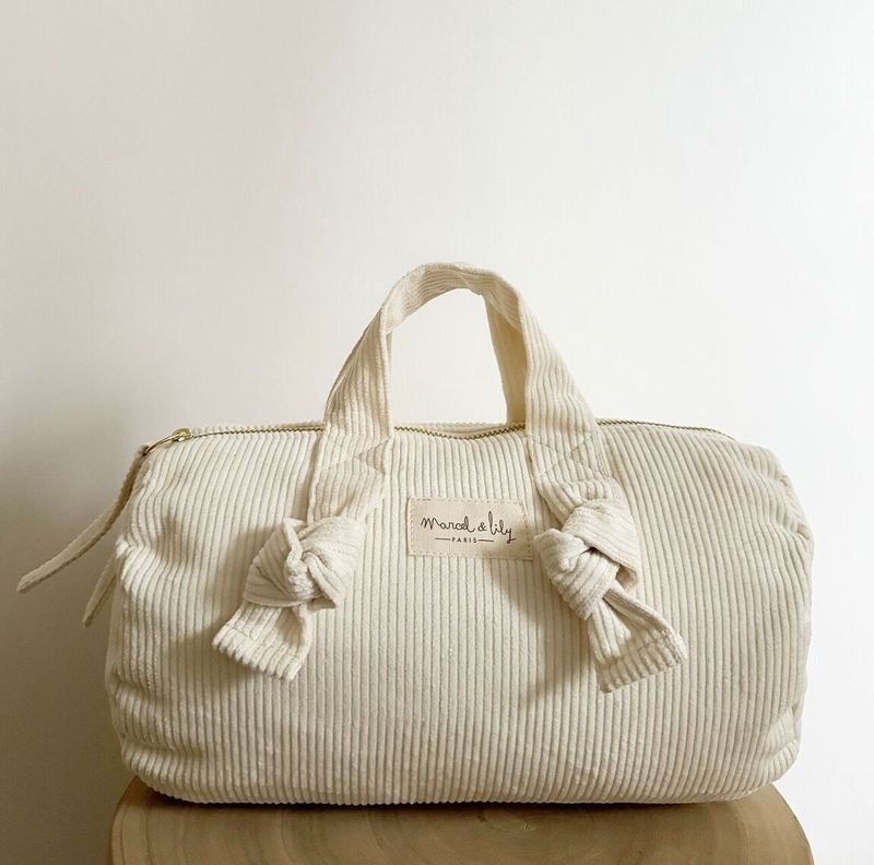 Mini sac polochon XXS en velours - Écru