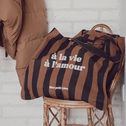 Sac cabas rayée - « A la vie à l’Amour »