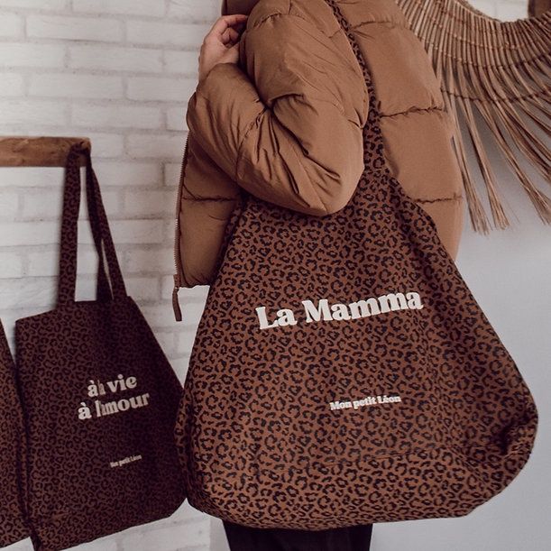 Cabas XXL Léopard marron - LA MAMMA
