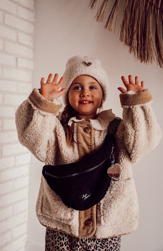 Banane Moumoute NOIRE Enfant &quot;à la vie, à l&#39;amour&quot; sangle léopard