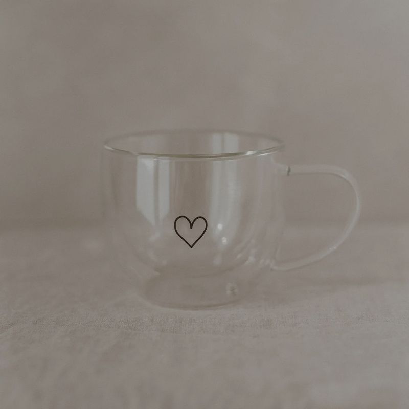 Verre à double paroi poignée 250ml - Coeur