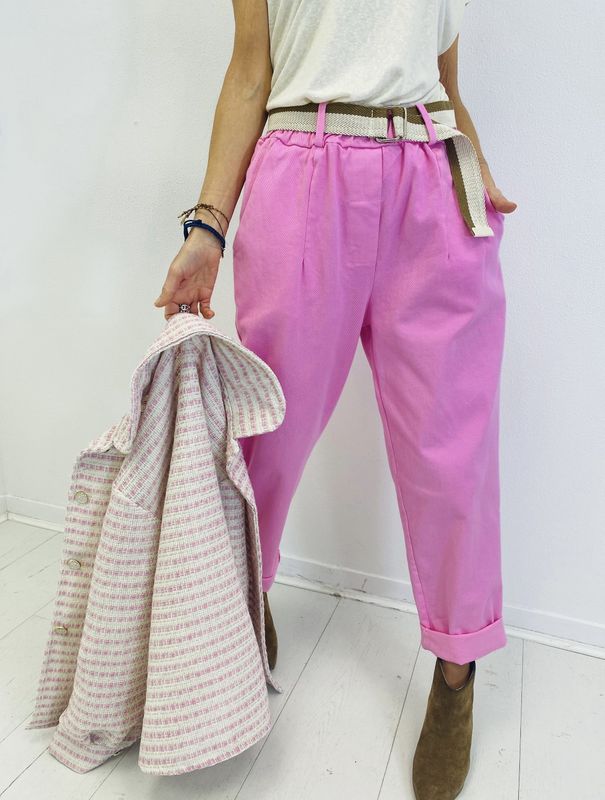 Pantalon ceinture - Rose