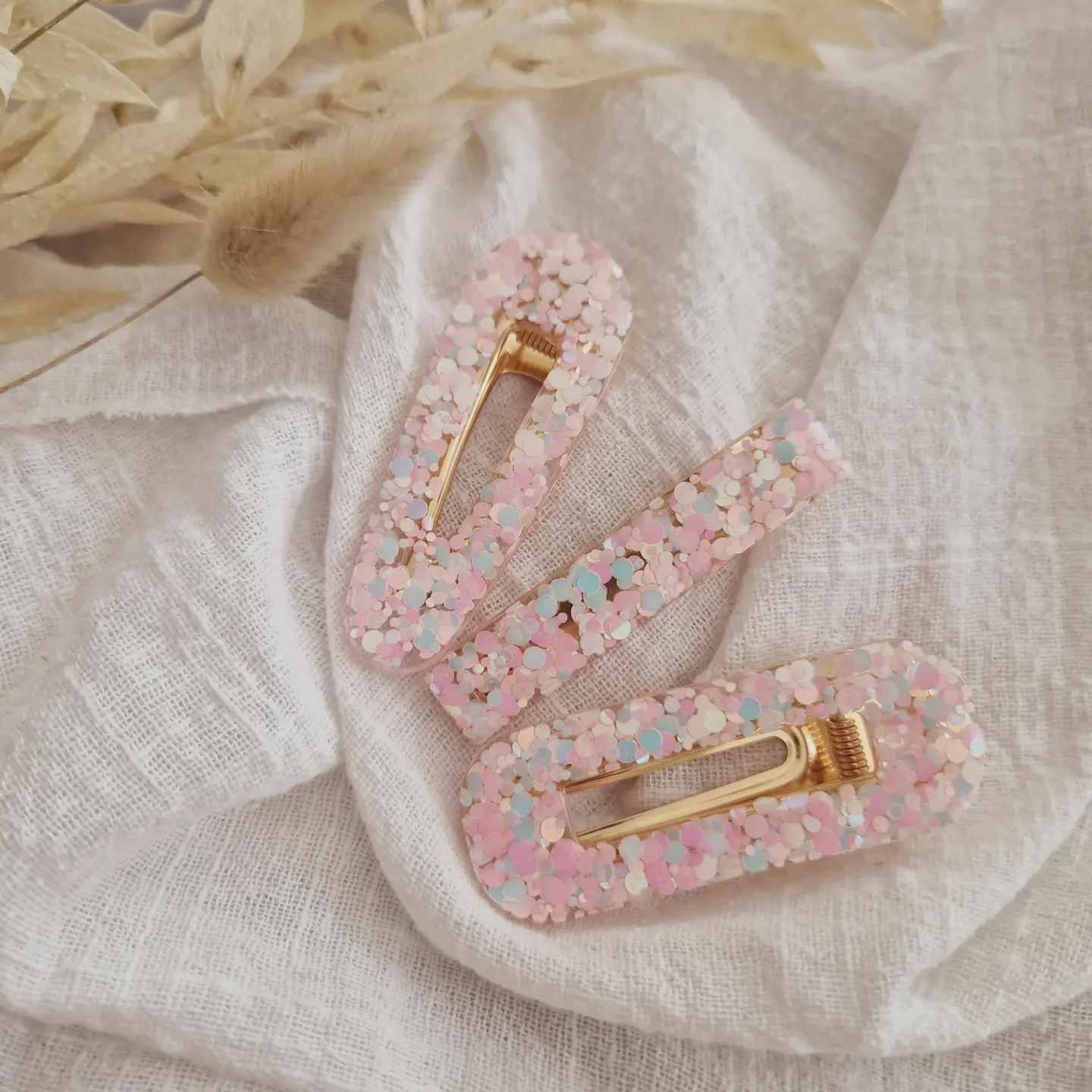 Barrette résine sirène rose