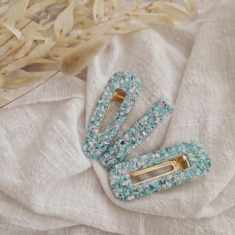 Barrette résine Mint and Pink