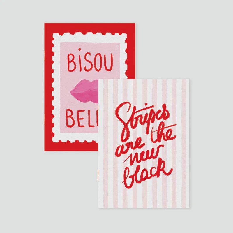Duo Bisous Bella Stripes - Carnet de poche A6 DUO