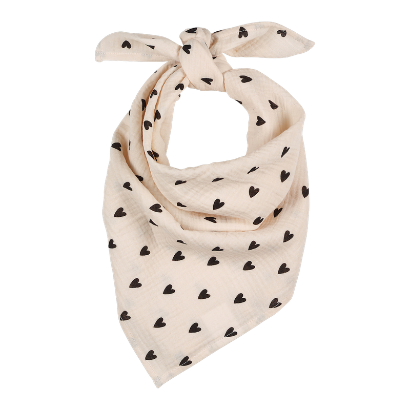 Foulard - Gaze coeurs écru