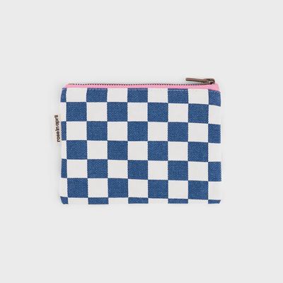 Porte-monnaie Marie - Damier Ecru / Bleu navy