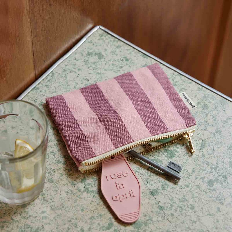 Porte-monnaie Marie - Rayures Bordeaux / Pink flamingo
