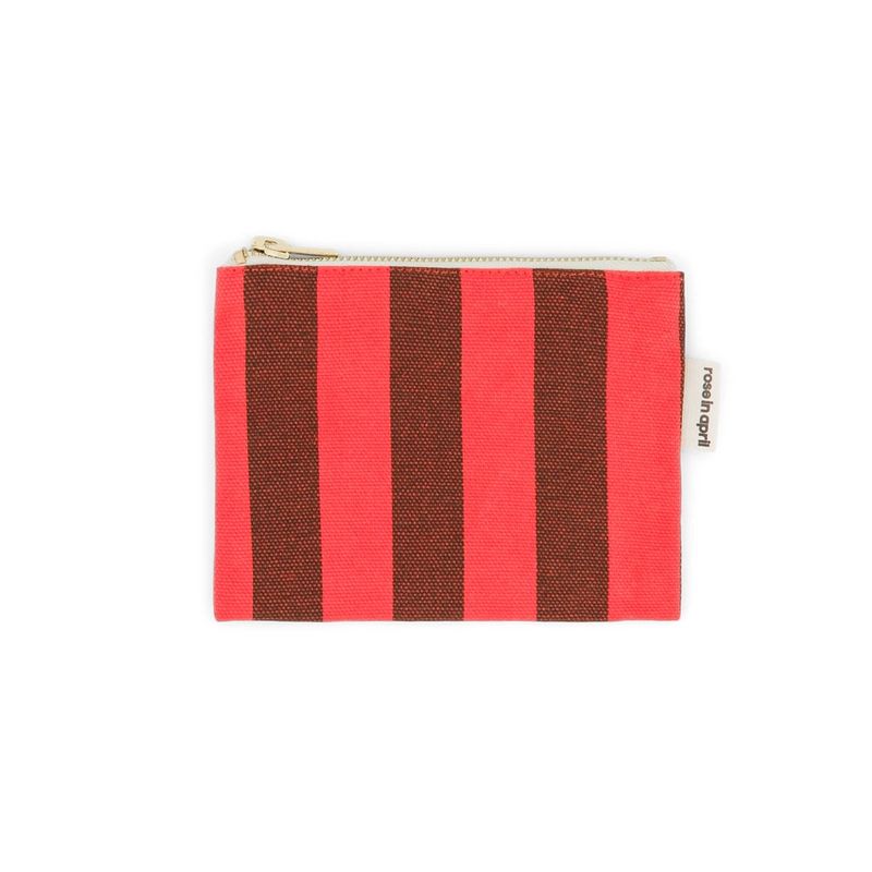 Porte-monnaie Marie - Rayures Marron / Rouge