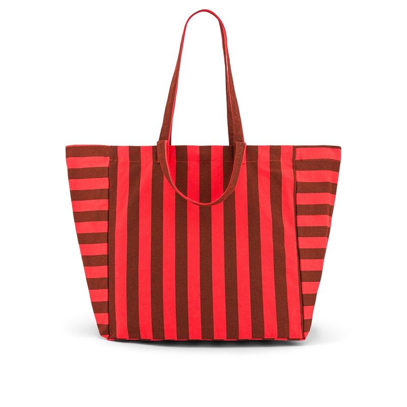 Sac cabas Elisa - Rayures Marron / Rouge