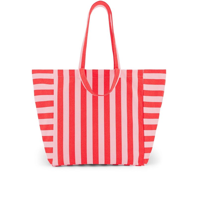 Sac cabas Elisa - Rayures Candy pink / Rouge