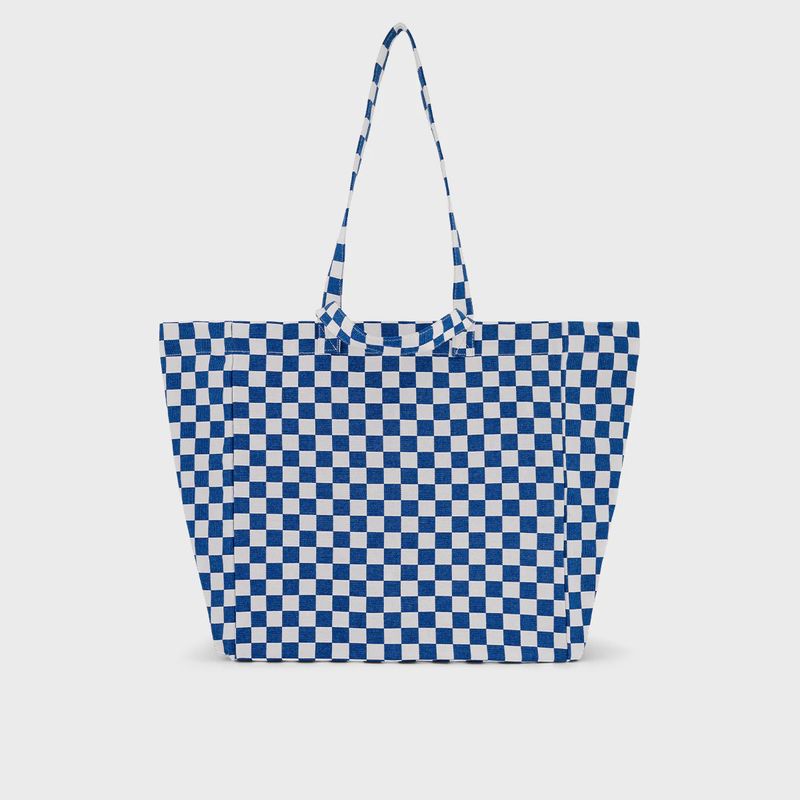 Sac cabas Elisa  - Damier Ecru / Bleu navy
