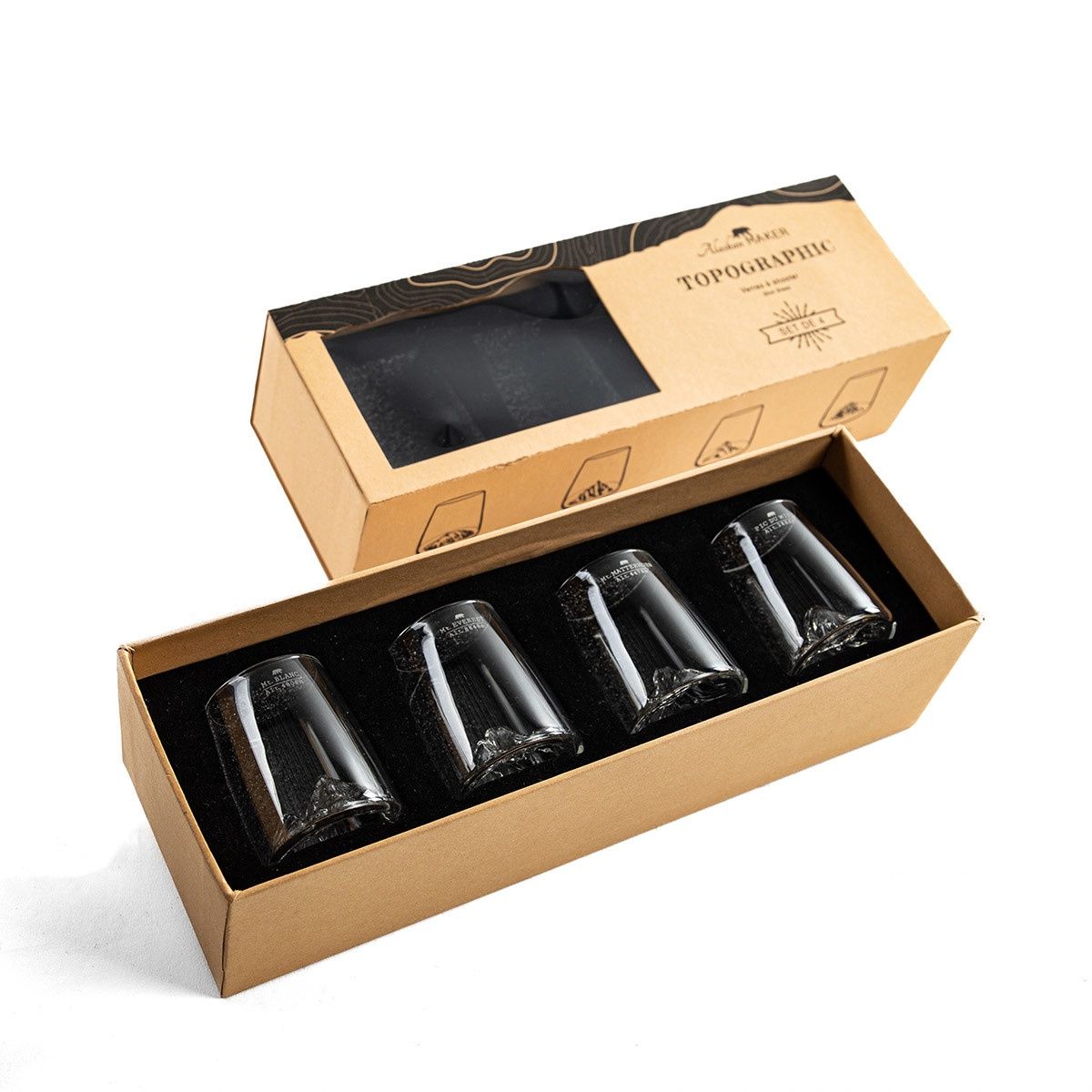 Coffret de 4 verres à shooter Topographic