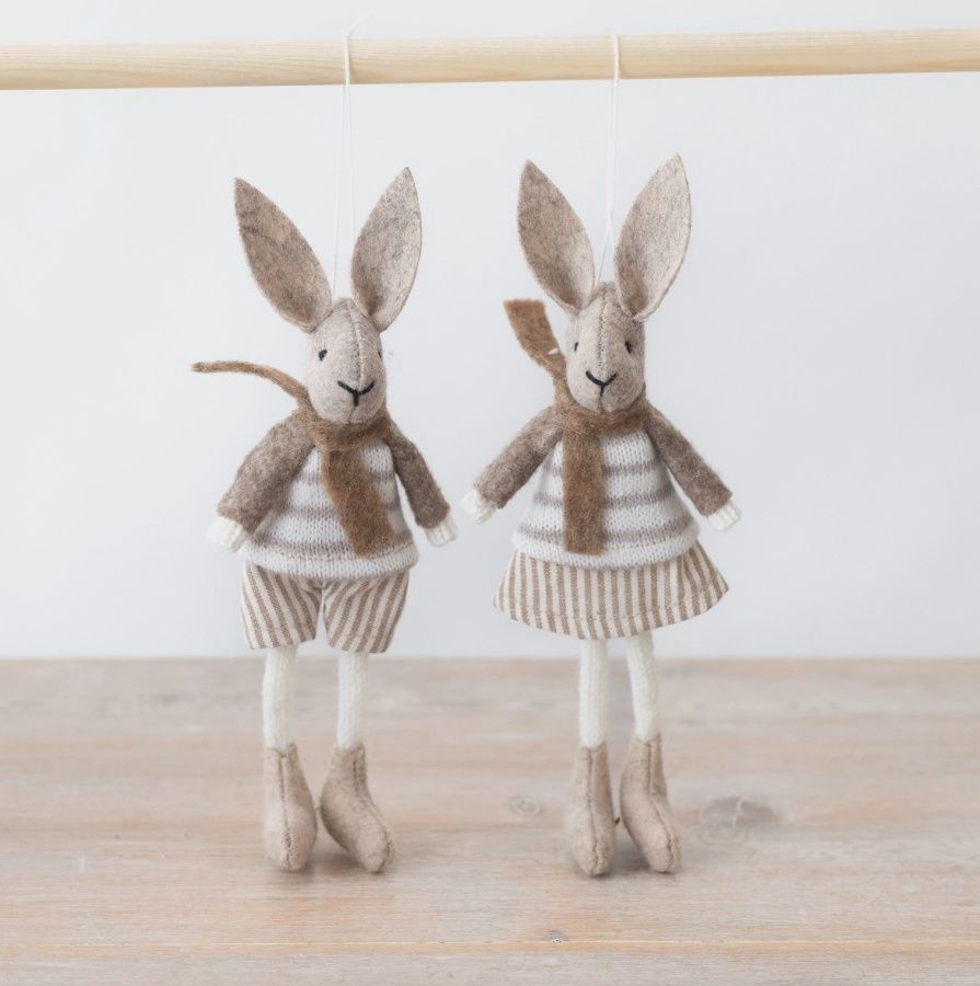 Lapins suspendus neutres, 15 cm