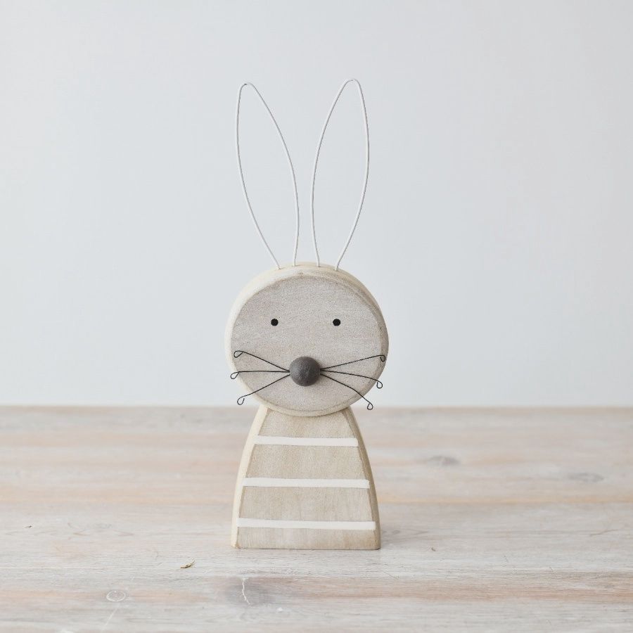Ornement visage de lapin en bois, 27 cm