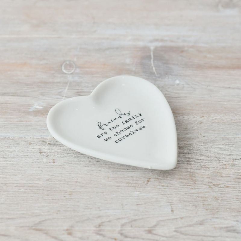 Plat à bibelots en forme de cœur &quot;Les amis sont la famille que nous choisissons&quot;, 10 cm