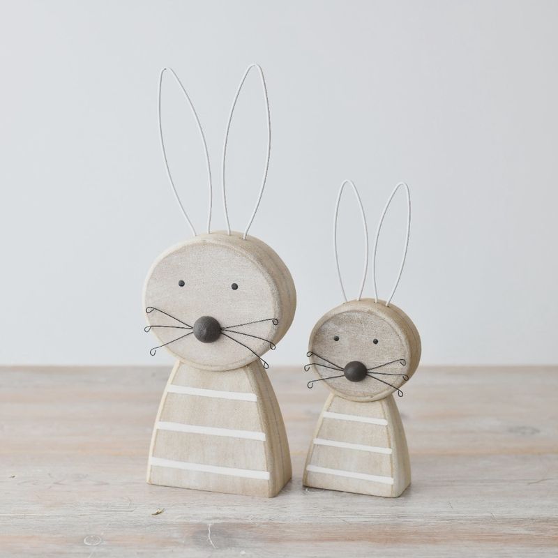 Ornement visage de lapin en bois, 27 cm