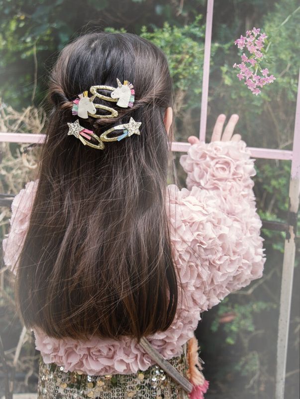 Barrettes - Licorne arc-en-ciel