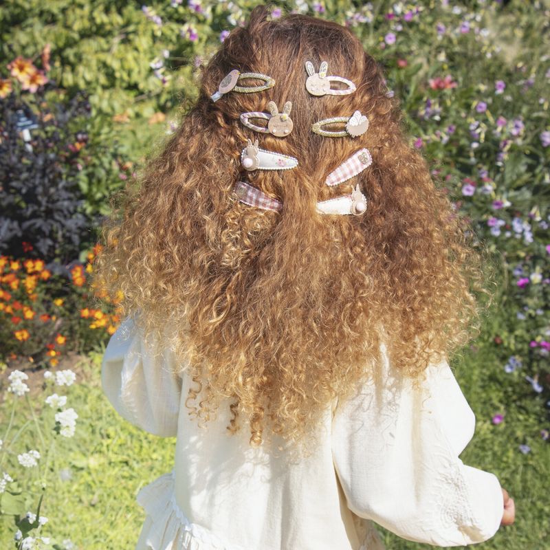 Barrettes - Petit lapin en fleurs